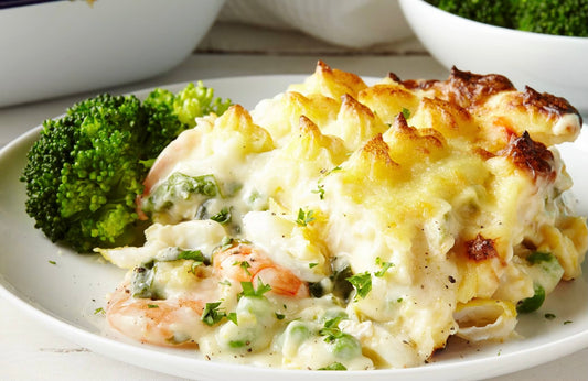 Wahoo Fish and Shrimp 'Fisherman's Seafood Pie' with side of Seasoned Greens (Gluten Free)