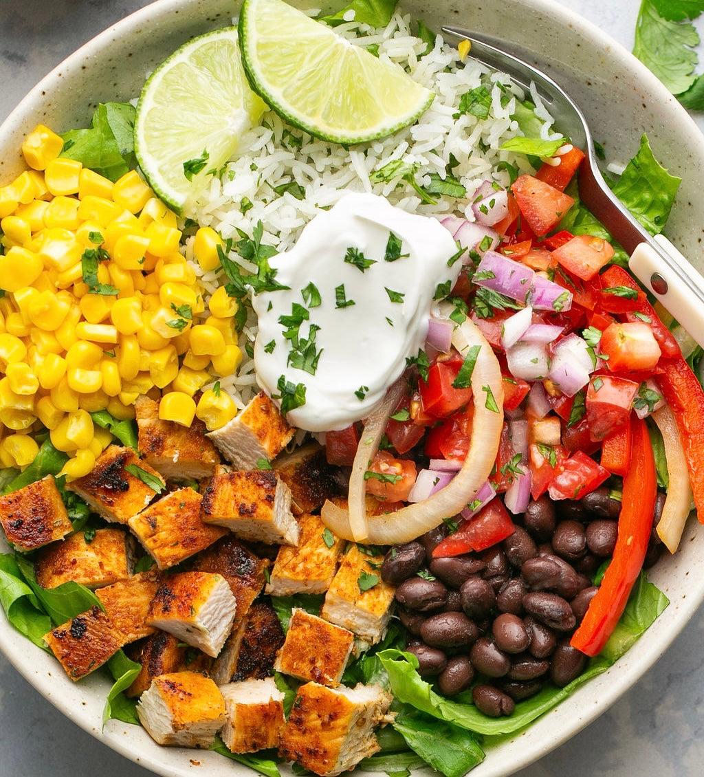 Chipotle Style Protein Burrito Chicken Bowl with Salsa Fresca (Gluten Free)