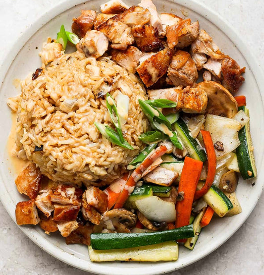 Japanese Hibachi Grilled Chicken with Ginger Scallion Rice and 'Yum Yum' Sauce (Gluten Free)